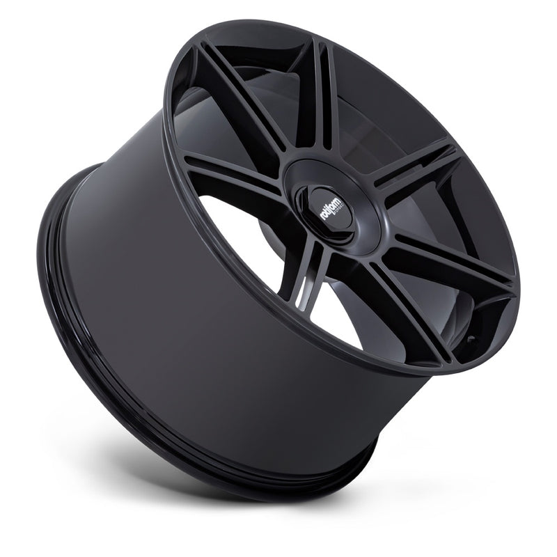 22" Rotiform FRA Gloss Black Wheel with Matte Black Spokes