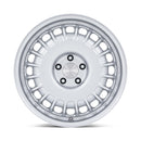 Front view of the face of a Rotiform PMF model vehicle wheel in gloss silver