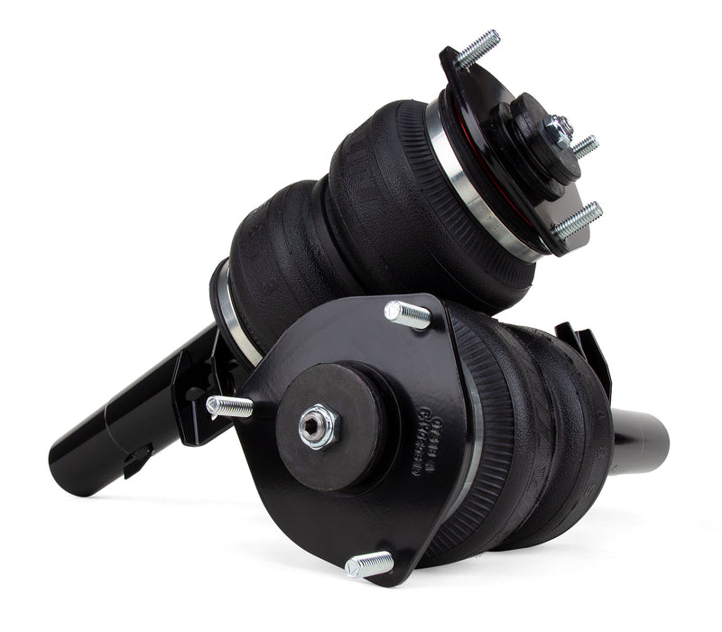 A pair of Air Lift Performance black double bellows progressive rate air springs. Air suspension kit