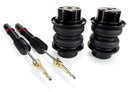 A pair of Air Lift Performance red accented monotube shocks and anodized aluminum accented black double bellows progressive rate air springs. Air suspension kit part