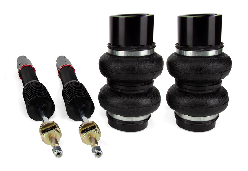 A pair of Air Lift Performance red accented high performance monotube struts with double bellows progressive rate air springs. Air suspension kit part
