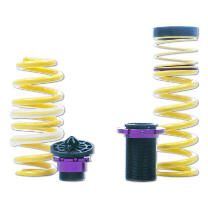 2 vehicle suspension yellow height adjustable springs with 2 end height adjuster fittings
