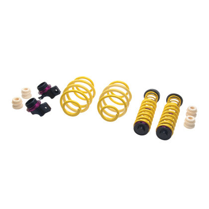 4 yellow vehicle suspension height adjustable springs with adjustment fittings