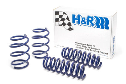 H&R product box and 4 vehicle suspension blue lowering springs