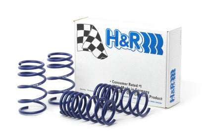 4 blue suspension springs and H&R Springs product box.