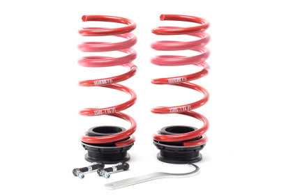 2 red vehicle suspension lowering springs