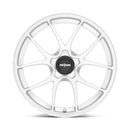 Front Facing View Of Rotiform's 21" LTN Model, A Monoblock Forged Aluminum 5 V Shape Spoke Wheel In A Gloss Silver Finish With The Word Forged Embossed On The Bead Ring