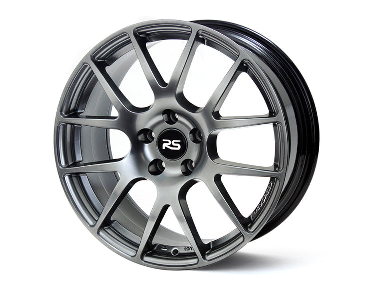 Neuspeed automotive alloy wheel in a gloss hyper black finish with a RS center cap.