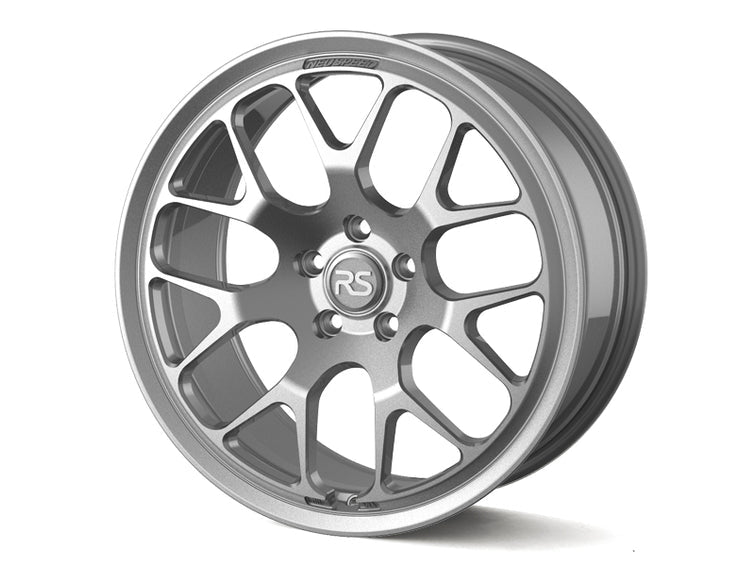 Neuspeed split Y spoke profile automotive alloy wheel in a gloss machined silver finish.
