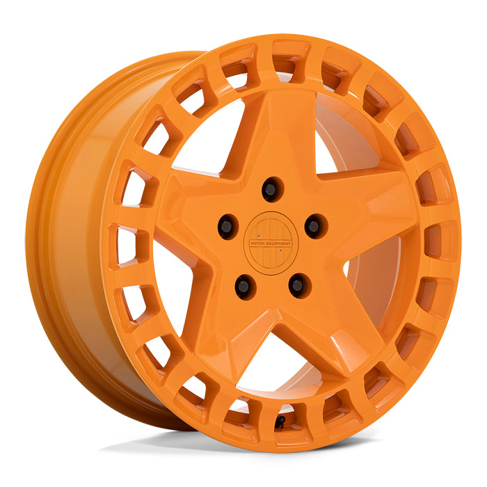 17" Victor Equipment Alpen Cast Aluminum Concave 5 Spoke Wheel In Gloss Orange with 20 Square Hole Pattern On Lip