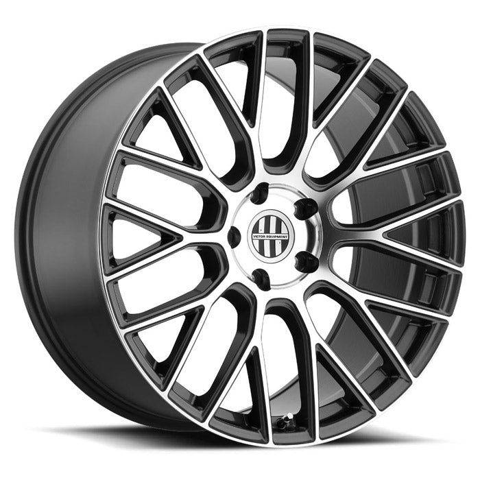 19" Victor Equipment Stabil Flow Formed Aluminum 10 V Shape Spoke Wheel In A Gun Metal Gray Finish With A Mirror Cut Face