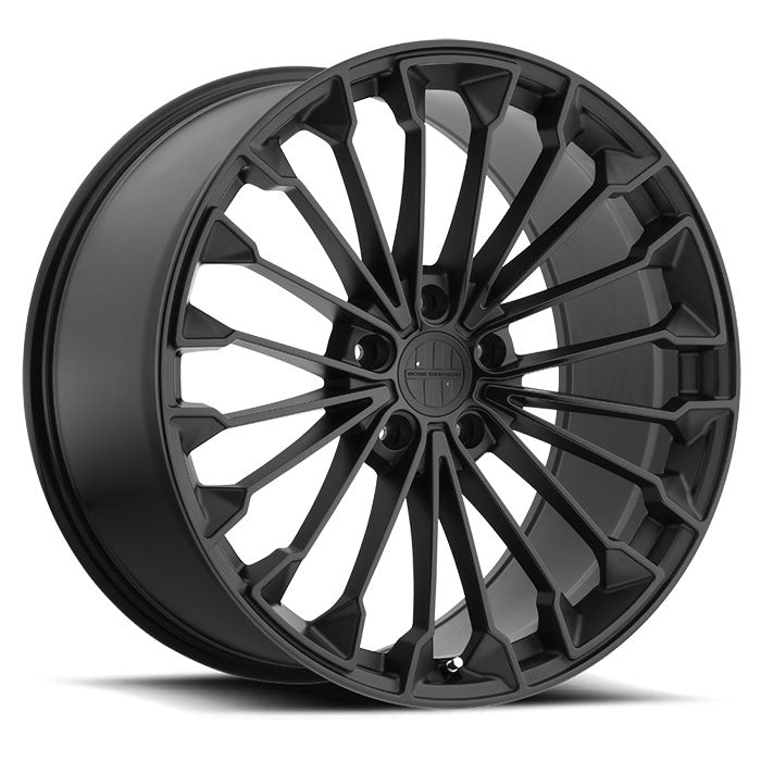 18" Victor Equipment Wurttemburg Flow Formed Aluminum Multi Spoke Wheel In A Matte Black Finish With A Gloss Black Face