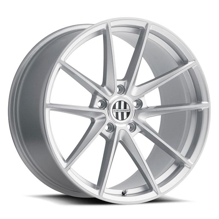 Victor Equipment Wheels' 22' Zuffen Model. A Flow Formed Aluminum 9 Spoke Wheel In A Silver Finish With A Brushed Face.