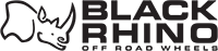 Black Rhino Off Road Wheels black company logo with rhino head.