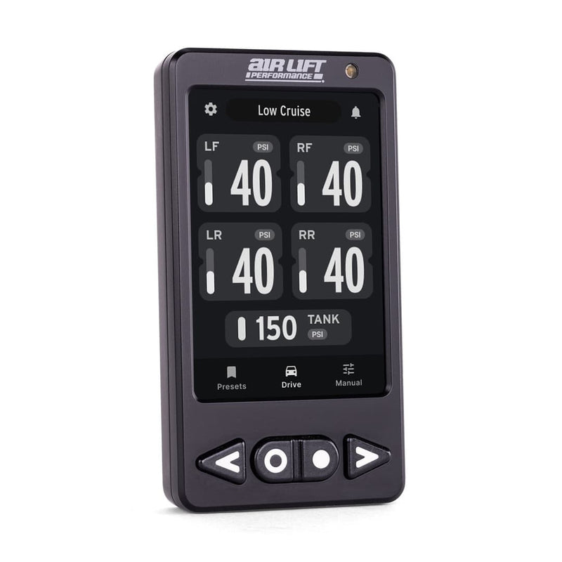 Air suspension control panel with digital display on a white background
