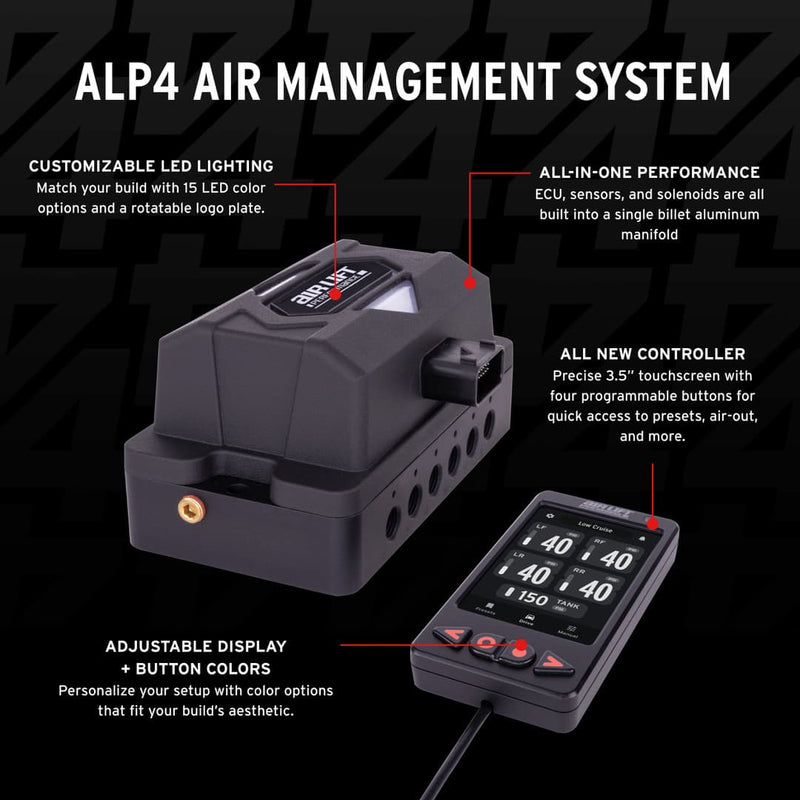 ALP4 Air Management System manifold and digital controller on a black background