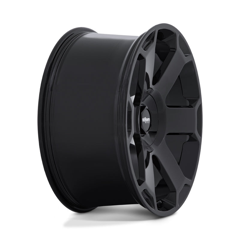 Side view of a Rotiform model AVS automotive wheel in gloss black
