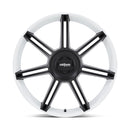 Front View of A Rotiform FRA Gloss White with BlackSpokes Automotive Wheel with Rotiform Logo center cap