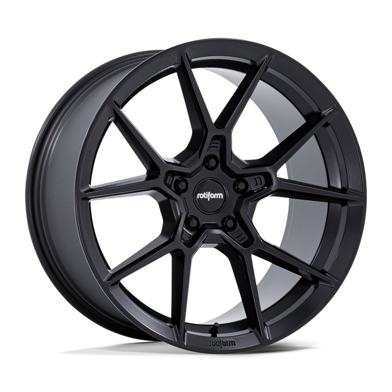 Rotiform KPR Satin Black Car Wheel with black center cap with silver Rotiform logo.