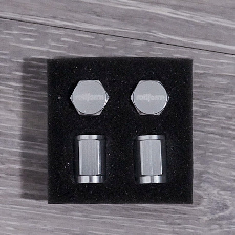 Set of 4 Rotiform tire valve caps in silver aluminum