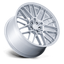 Tilted side view of a TSW Daytona vehicle wheel in gloss silver with split spoke design.