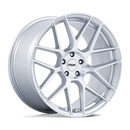 TSW Lasarathe 7 Y spoke vehicle aluminum wheel in a gloss silver machined finish.