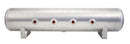 A close up view of Air Lift Performance's lightweight 4g aluminum air tank showing 4 face ports and 1 drain port. The tank also has 2 end ports which are not visible in this picture.