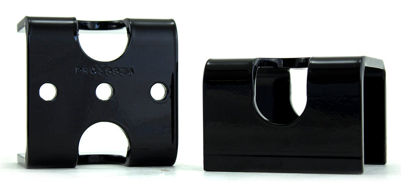 A pair of Air Lift Performance powdercoated gloss black steel brackets.