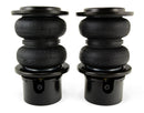 A pair of Air Lift Performance anodized aluminum accented black double bellows progressive rate air springs. Air suspension kit part