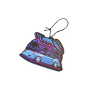 Rear of Cloud 9 Automotive Brand air freshner with company logo and blue porsche.