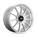 Rotiform DTM monoblock cast aluminum 11 spoke automotive wheel in a silver finish with a Rotiform black center cap.