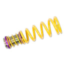 1 yellow vehicle suspension height adjustable spring with adjuster fitting at one end of the spring