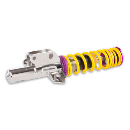 1 chrome coilover with yellow spring and purple fittings