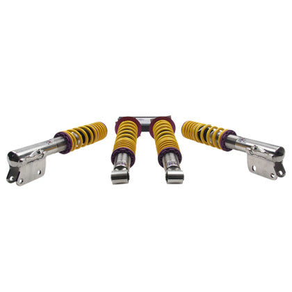 4 vehicle suspension chorme coilovers with yellow springs.