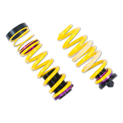 2 yellow vehicle suspension height adjustable springs