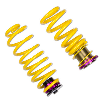 2 yellow vehicle suspension height adjustable springs