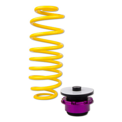 1 yellow vehicle suspension height adjustable spring with end fitting adjuster