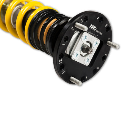 Close up of adjustment end of a adjustable suspension coilover
