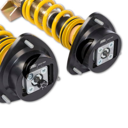 Adjustment knob end of two vehicle suspension adjustable coilovers