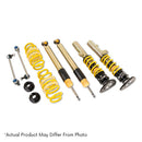 Vehicle adjustable coilover kit with two assembled coilovers,  two struts, two yellow springs and two end links
