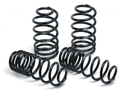 2 upright black vehicle suspension springs and 2 horizontal black vehicle suspension springs.