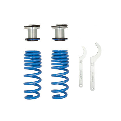 2 blue coilover springs, 2 spring perche fittings and 2 coilover adjustment tools.