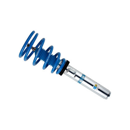 Single Bilstein chrome bodied coilover with fitted clue sleeve and blue spring.