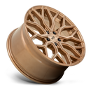 Tilted side view of a Niche Mazzanti monoblock cast aluminum multi spoke automotive wheel in a bronze brushed finish with a Niche black logo center cap.