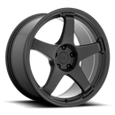 Motegi Racing CS5 cast aluminum 5 spoke automotive wheel in satin black with a Motegi logo center cap.