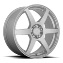 Motegi Racing CS6 cast aluminum 6 spoke automotive wheel in a hyper silver finish with a Motegi logo center cap.