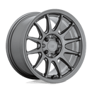 Motegi aRacing S12 cast aluminum 12 spoke automotive wheel in a gloss gunmetal finish with a Motegi logo center cap.