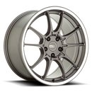 Motegi Racing SS5 cast aluminum 5 double spoke automotive wheel in gun metal gray with machined lip and a Motegi silver logo center cap.