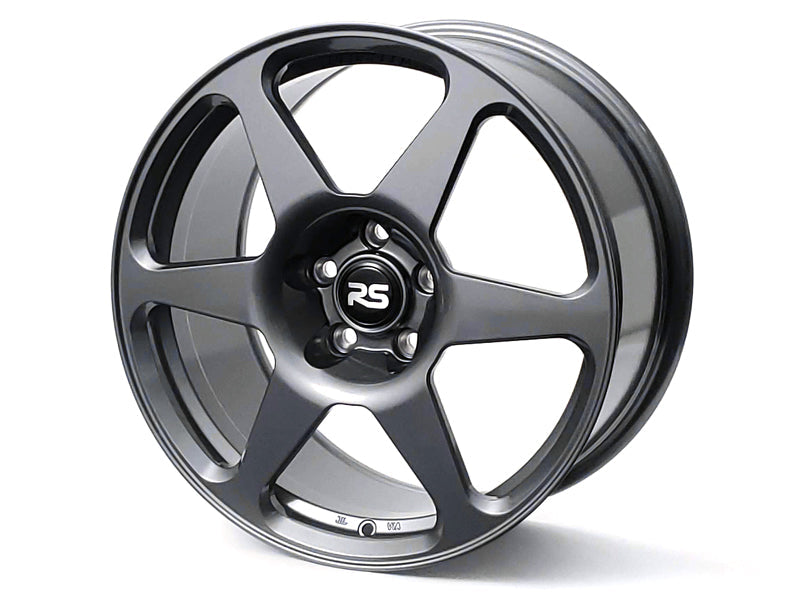 Neuspeed six spoke alloy wheel in a gloss gun metallic finish with a RS logo center cap.