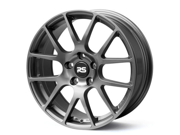 Neuspeed automotive alloy wheel in a gloss gun metallic finish with a RS center cap.